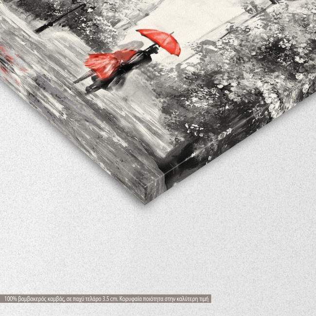 Canvas print  Street view of Berlin, red and grayscale, detail