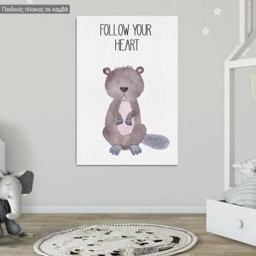 Kids canvas print Woodland animals, Beaver painted