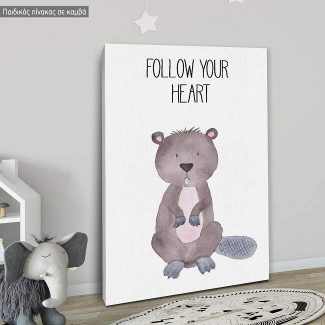 Kids canvas print Woodland animals, Beaver painted