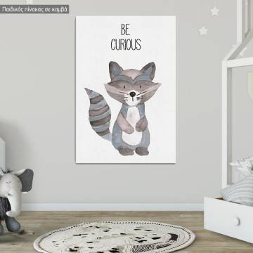 Kids canvas print Woodland animals, Racoon painted