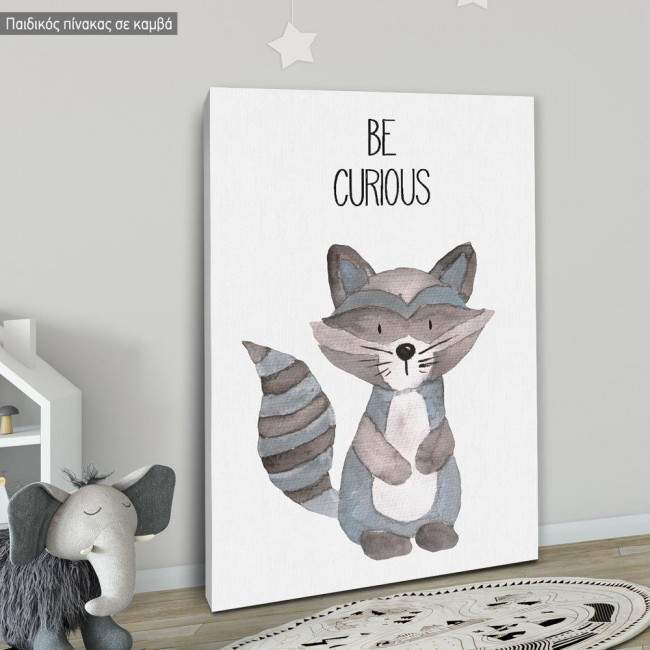 Kids canvas print Woodland animals, Racoon painted