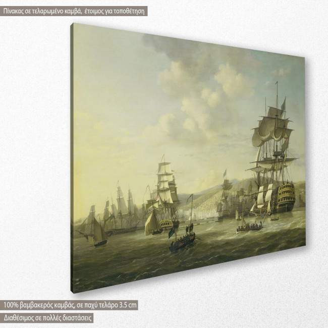 Anglo-Dutch Fleet in the Bay of Algiers  B.Baur, αντίγραφο - αναπαραγωγή πίνακα σε καμβά, κοντινό
