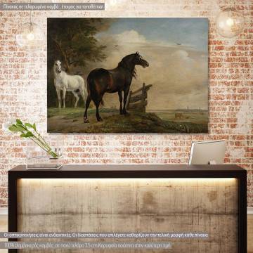 Πίνακας ζωγραφικής Two horses in a meadow, Potter P., αντίγραφο σε καμβά