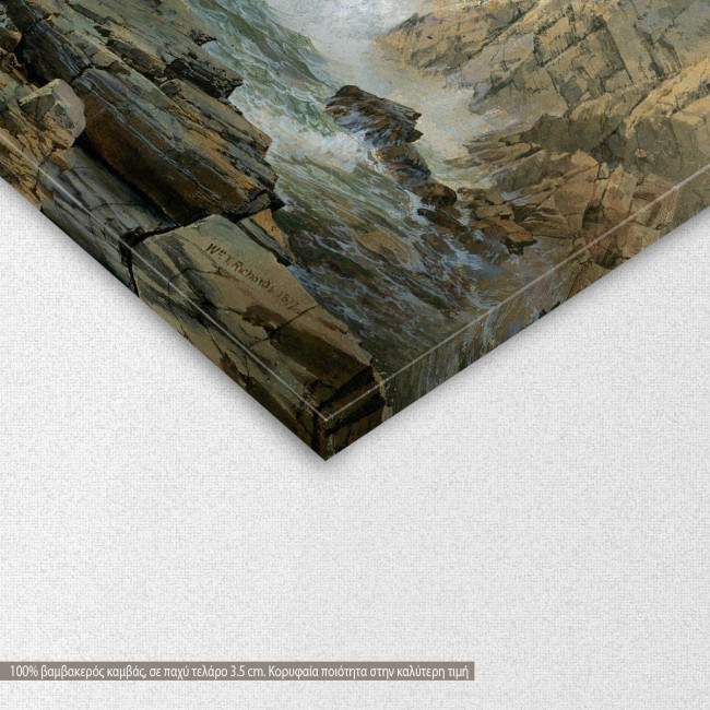 A rocky coast by  W. T. Richards, αντίγραφο - αναπαραγωγή πίνακα σε καμβά, λεπτομέρεια