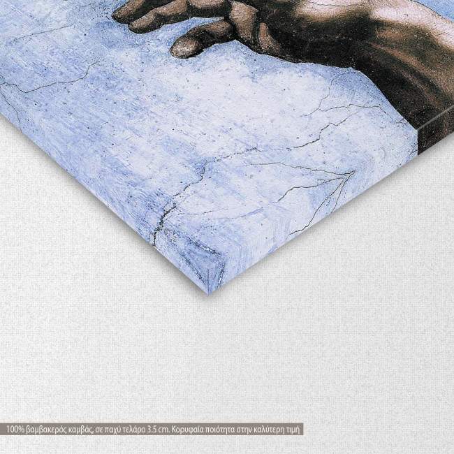 The creation of Adam multicolor (original by Michalangelo), πίνακας σε καμβά, λεπτομέρεια