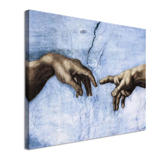 Πίνακας ζωγραφικής The creation of Adam multicolor Καμβάς τελαρωμένος Όψη 4