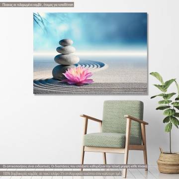Canvas print  Lily and spa stones in zen garden