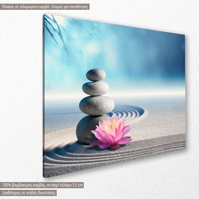 Lily and spa stones in zen garden, πίνακας σε καμβά, κοντινό