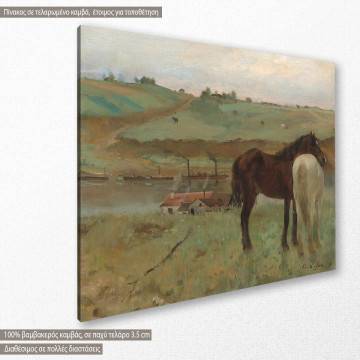 Πίνακας ζωγραφικής Horses in a meadow, Degas E., αντίγραφο σε καμβά 2