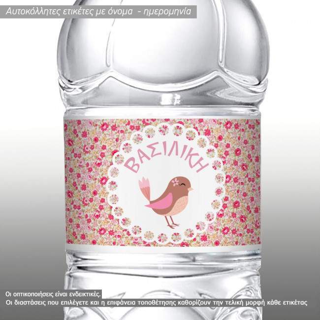 Sticker label Lovely bird floral