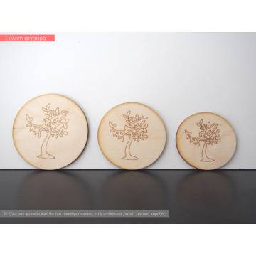 Wooden Tree circle engraved  decorative figure