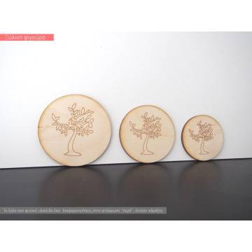 Wooden Tree circle engraved  decorative figure 2