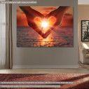 Canvas print Sunset, Sunset in heart hands