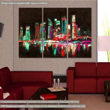 Canvas print Singapore oil painting,  3 panels