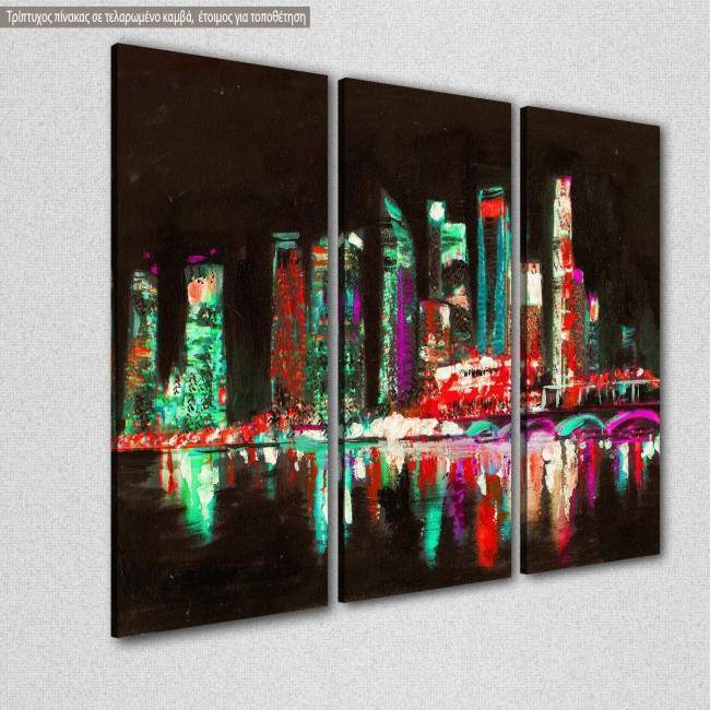 Canvas print Singapore oil painting,  3 panels, side