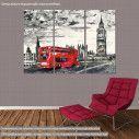 Canvas print Bus in front of Big Ben,  3 panels