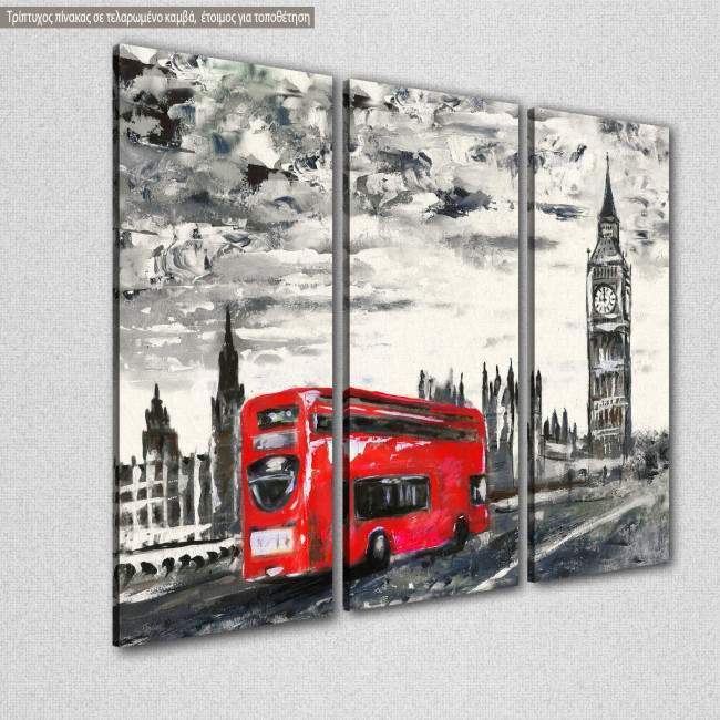 Canvas print Bus in front of Big Ben,  3 panels, side