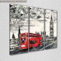 Canvas print Bus in front of Big Ben,  3 panels, side