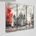 Canvas print Street view of Berlin, red and grayscale,  3 panels, side