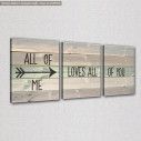 Canvas print All of me loves all of you square,  3 panels, side