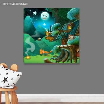 Kids canvas print A night at forest