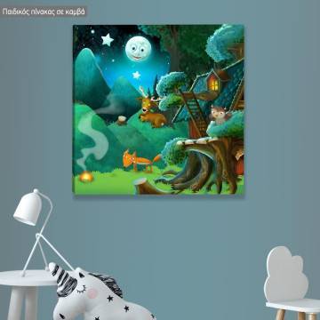 Πίνακας παιδικός σε καμβά Ένα βράδυ στο δάσος 2