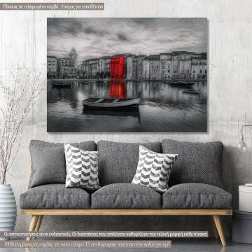 Canvas print Red on gray