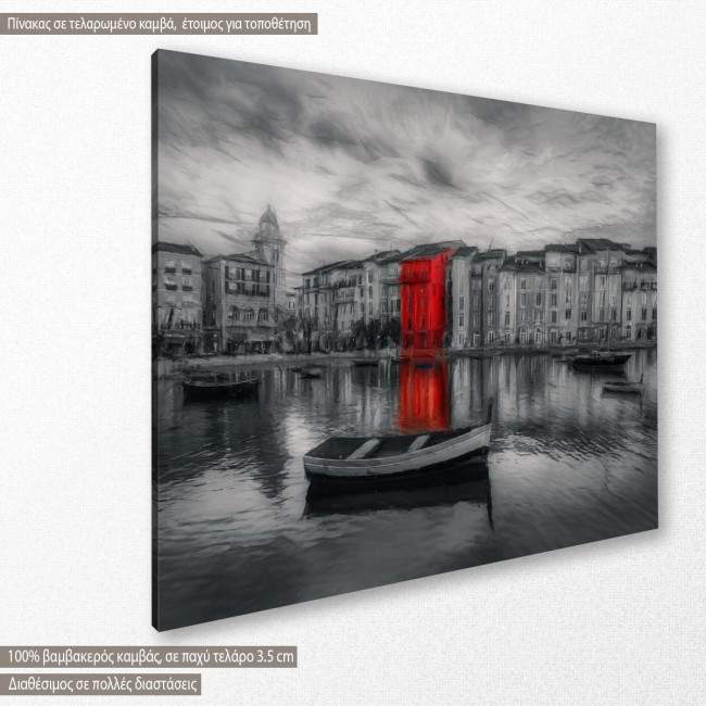 Canvas print Red on gray, side