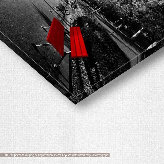 Red bench at Eiffel tower,  πίνακας σε καμβά, λεπτομέρεια