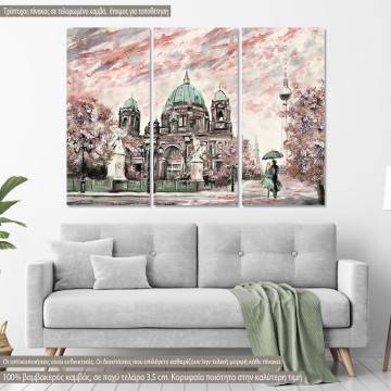 Πίνακας σε καμβά Βερολίνο, Street view of Berlin, τρίπτυχος