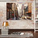 Πίνακας σε καμβά Νέα Υόρκη, Street view of New York, τρίπτυχος
