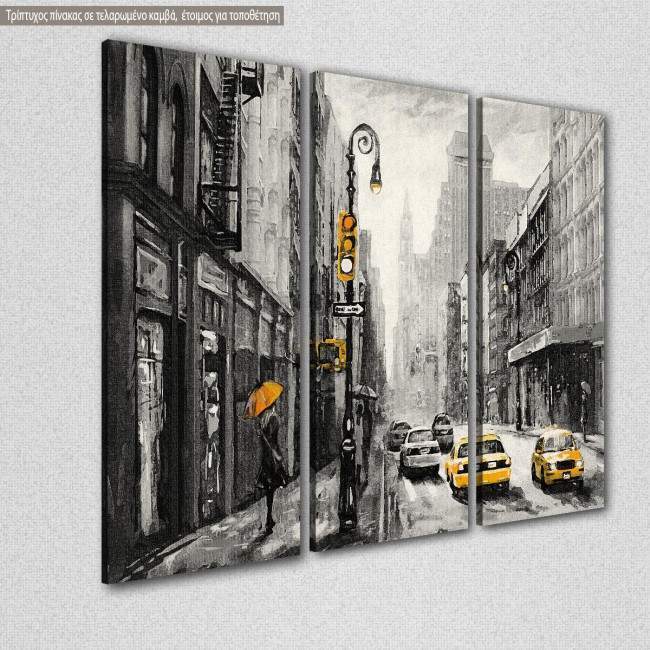 Canvas printNew York, Street view of New York, yellow and grayscale, side