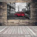Canvas print Paris, Eiffel tower with 2CV multicolor