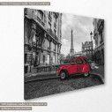 Canvas print Paris, Eiffel tower with 2CV multicolor, side