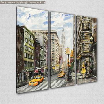 Πίνακας σε καμβά Νέα Υόρκη, Street view of New York II, τρίπτυχος 2