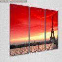 Canvas print Eiffel, red sunset,  3 panels, side