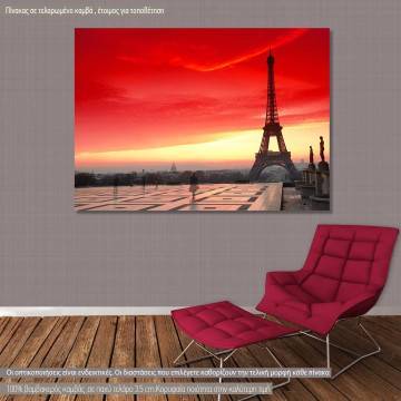 Canvas print Paris, Eiffel red sunset