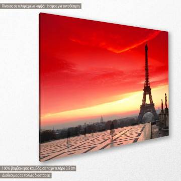 Canvas print Paris, Eiffel red sunset 2