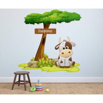 Kids wall stickers Cow at tree
