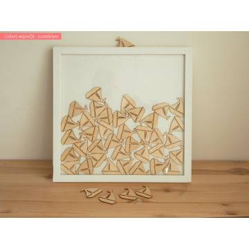 Frame with little boats wooden wishes board