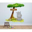 Kids wall stickers Hippo at tree