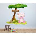 Kids wall stickers pig at tree