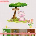 Kids wall stickers pig at tree