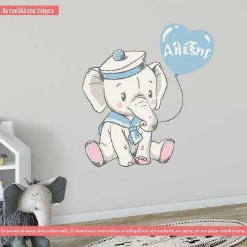 Kids wall stickers Elephant little sailor 2