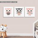 Kids canvas print Owls,  3 panels