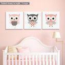Kids canvas print Owls,  3 panels