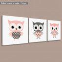 Kids canvas print Owls,  3 panels