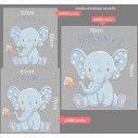 Αυτοκόλλητο τοίχου, ελεφαντάκι με όνομα και λουλούδι, Baby elephant