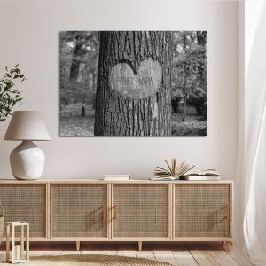 Πίνακας σε καμβά Καρδιά στο δέντρο Heart on tree (με όνομα) Καμβάς τελαρωμένος Όψη 1 2