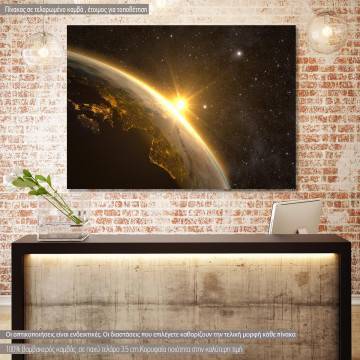 Canvas print Planet Earth with a spectacular sunrise